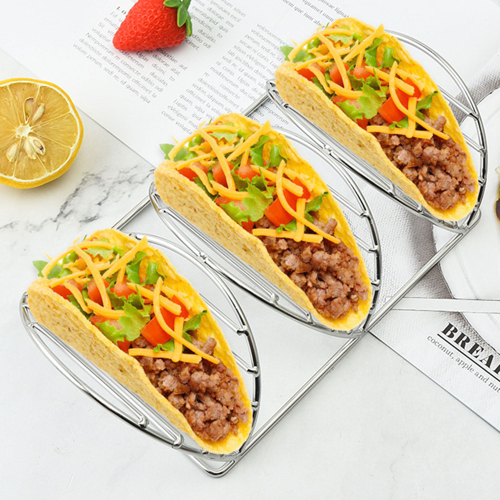 Kitchen Baking Rack - Suporte para tacos em aço inoxidável,
