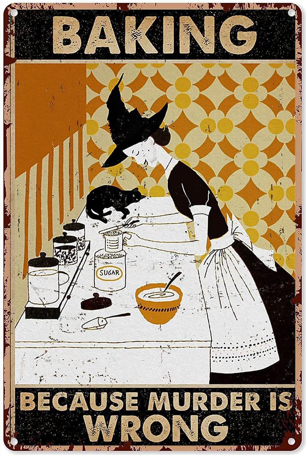 Placa de Metal Vintage Decorat - Kitchen Witch Baking avaliação e preço